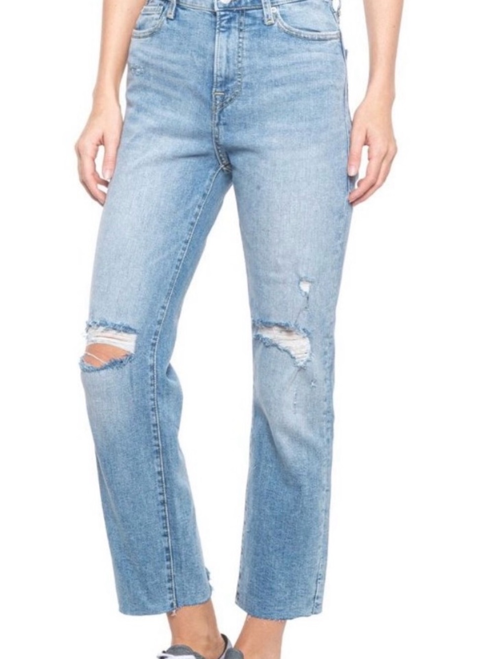 True religion Starr Bite out Hem Distressed High-Rise Straight Jeans NWT 29